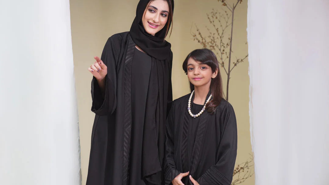 Kids Embroidery abaya black